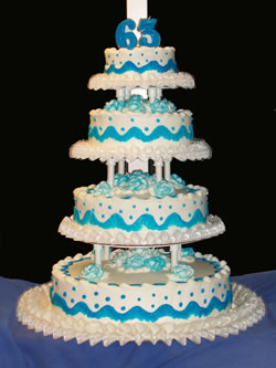 multi-tiered anniversary cake