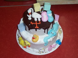 baby cake with stork
