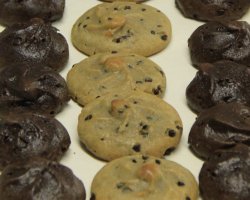 Chocolate Peanut Butter Center, Chocolate Chip Truffle, and Caramel Nut Cookies